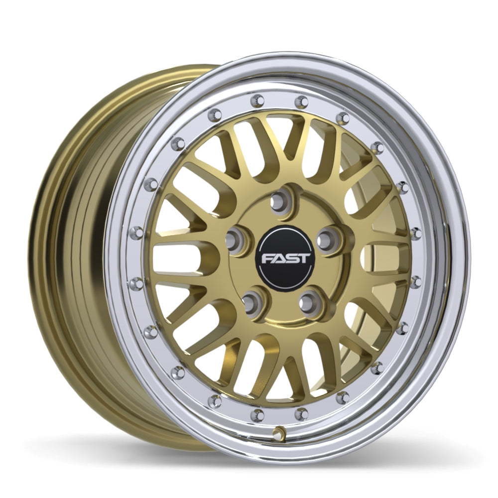 Fast Wheels FR01 Gloss Gold with Machined Lip 15x7 +25 5x115mm 72.6mm