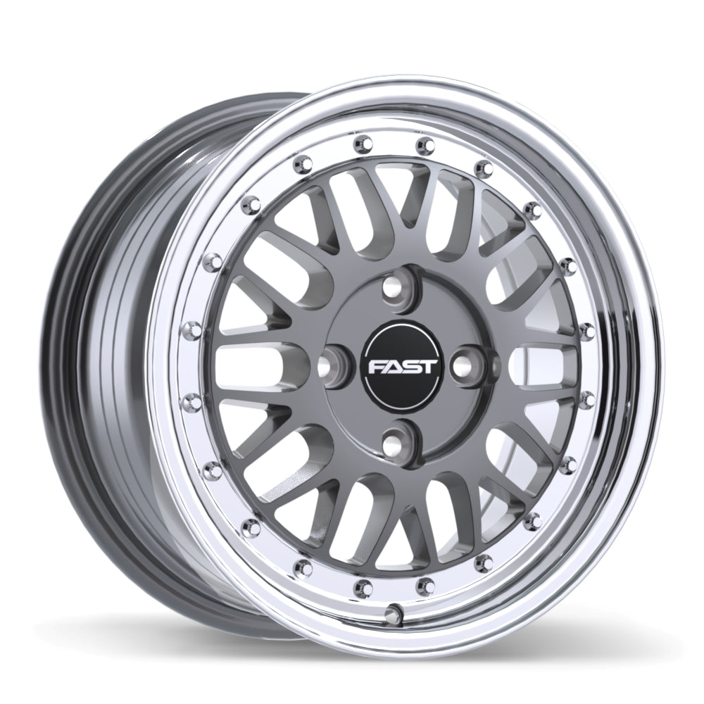 Fast Wheels FR01 Gloss Gunmetal with Machined Lip 15x7 +40 4x114.3mm 72.6mm