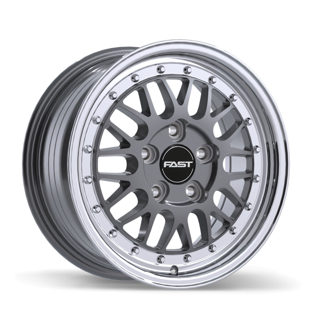 Fast Wheels FR01 Gloss Gunmetal with Machined Lip 15x7 +40 5x108mm 72.6mm