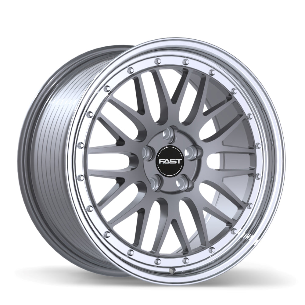 Fast Wheels FR01 Gloss Gunmetal with Machined Lip 19x9.5 +35 5x112mm 72.6mm