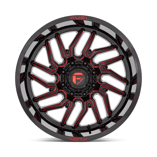 Fuel Offroad D808 HURRICANE Gloss Black Milled Red Tint 20x10 -18 8x180mm 124.2mm