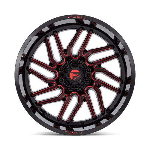 Fuel Offroad D808 HURRICANE Gloss Black Milled Red Tint 24x12 -44 8x165.1mm 125.1mm