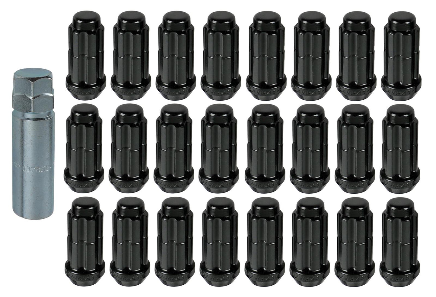 Gorilla 6 Lug M14x1.50 Non-Extended Thread Spline Black Lug Nuts