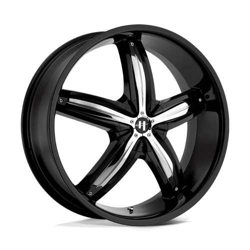 Helo HE844 Gloss  Black W/ Chrome Accents 22x8.5 +45 Custom 72.6mm