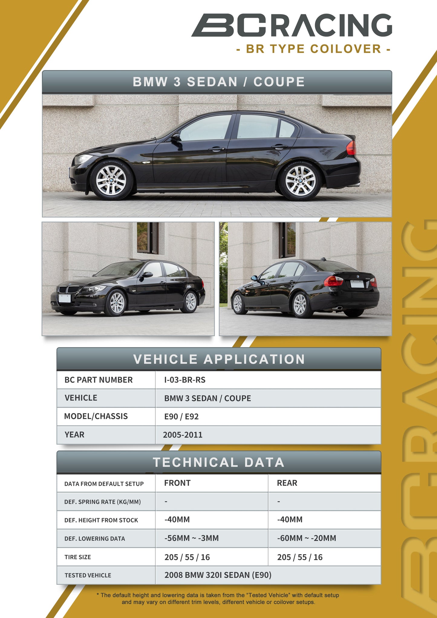 BC Racing 06-11 BMW 3 Series E90 / E92 (Coupe / Sedan) (Non-M) Coilovers