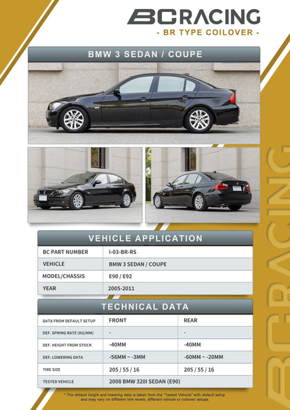 BC Racing 06-11 BMW 3 Series E90 / E92 (Coupe / Sedan) (Non-M) Coilovers
