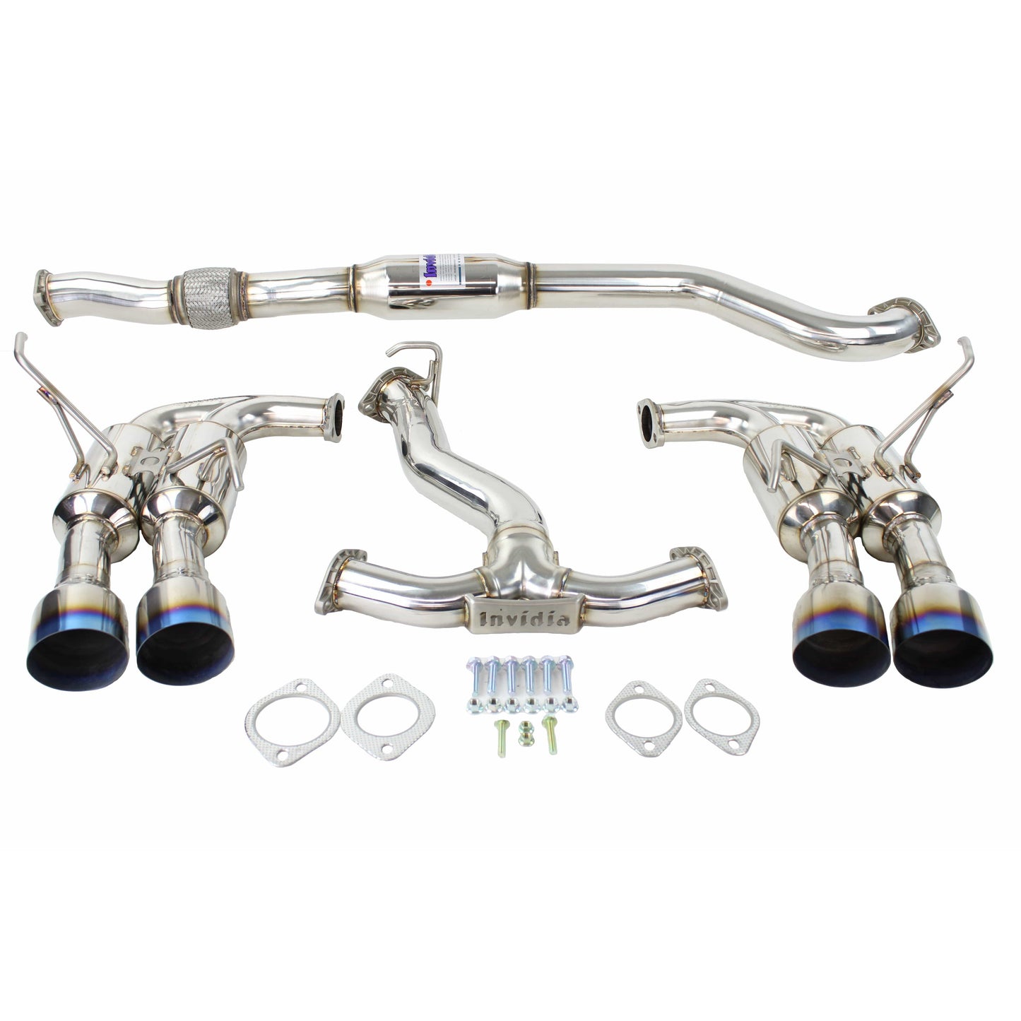 Invidia Gemini/R400 Single Layer Quad Titanium Tip Cat-back Exhaust - 11-14 Subaru WRX / STI Sedan