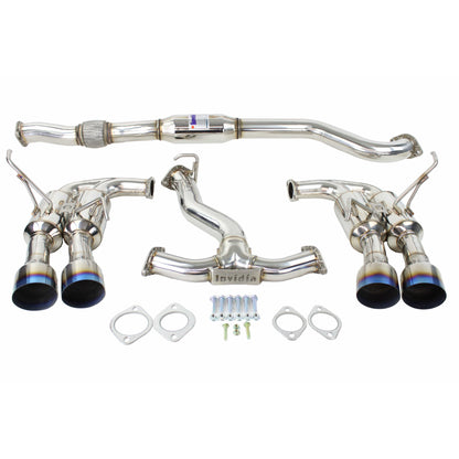 Invidia Gemini/R400 Single Layer Quad Titanium Tip Cat-back Exhaust - 11-14 Subaru WRX / STI Sedan