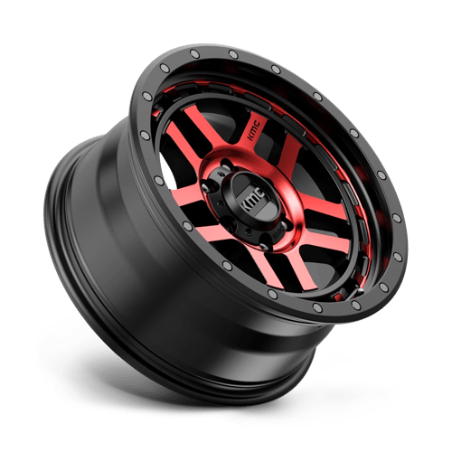 KMC KM540 RECON Gloss Black Mach W/ Red Tint 18x8.5 0 6x139.7mm 106.1mm