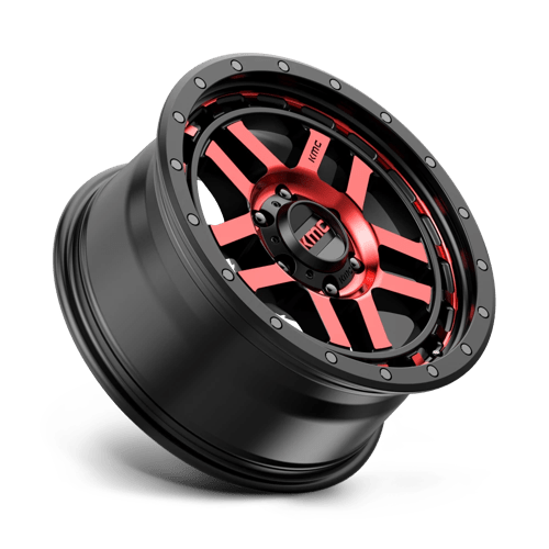 KMC KM540 RECON Gloss Black Mach W/ Red Tint 17x8.5 +18 6x139.7mm 106.1mm