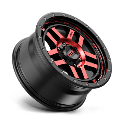 KMC KM540 RECON Gloss Black Mach W/ Red Tint 17x8.5 +18 6x139.7mm 106.1mm
