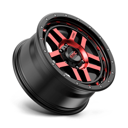 KMC KM540 RECON Gloss Black Mach W/ Red Tint 17x9 -12 6x139.7mm 106.1mm