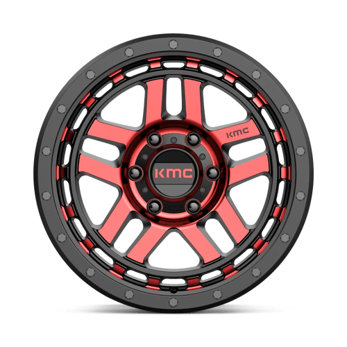 KMC KM540 RECON Gloss Black Mach W/ Red Tint 17x9 -12 6x139.7mm 106.1mm