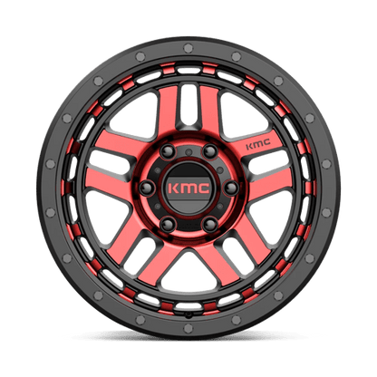 KMC KM540 RECON Gloss Black Mach W/ Red Tint 17x9 -12 6x139.7mm 106.1mm