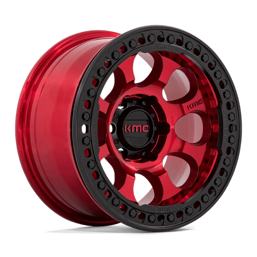 KMC KM237 RIOT BEADLOCK Candy Red W/ Satin Black Ring 17x8.5 0 6x135mm 87.1mm