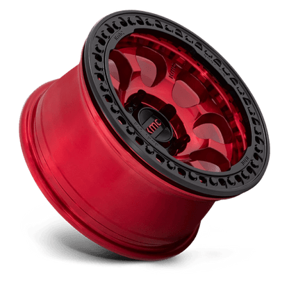 KMC KM237 RIOT BEADLOCK Candy Red W/ Satin Black Ring 17x9 -38 6x139.7mm 108mm