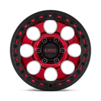 KMC KM237 RIOT BEADLOCK Candy Red W/ Satin Black Ring 17x9 -38 6x139.7mm 108mm