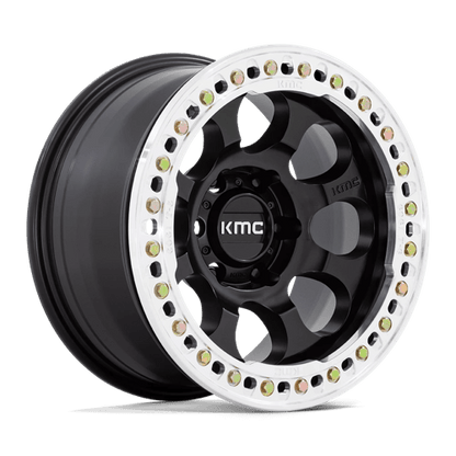 KMC KM237 RIOT BEADLOCK Satin Black W/ Machined Ring 17x8.5 0 6x139.7mm 108mm