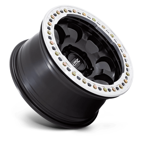 KMC KM237 RIOT BEADLOCK Satin Black W/ Machined Ring 17x9 -12 5x127mm 71.5mm