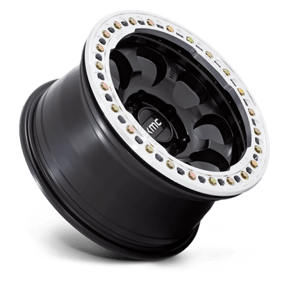 KMC KM237 RIOT BEADLOCK Satin Black W/ Machined Ring 17x8.5 0 5x127mm 71.5mm