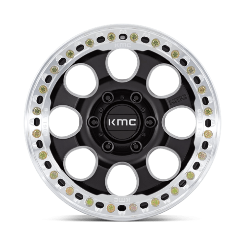 KMC KM237 RIOT BEADLOCK Satin Black W/ Machined Ring 17x8.5 0 5x127mm 71.5mm
