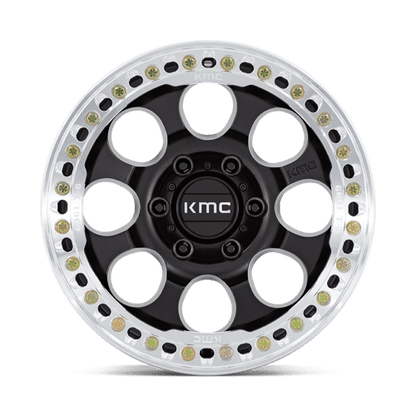 KMC KM237 RIOT BEADLOCK Satin Black W/ Machined Ring 17x8.5 0 5x127mm 71.5mm