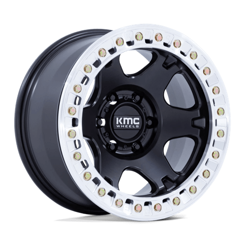 KMC KM238 VI BEADLOCK Satin Black W/ Machined Ring 17x9 -12 5x127mm 71.5mm