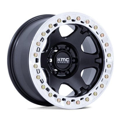 KMC KM238 VI BEADLOCK Satin Black W/ Machined Ring 17x9 -12 5x127mm 71.5mm