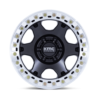 KMC KM238 VI BEADLOCK Satin Black W/ Machined Ring 17x9 -12 5x127mm 71.5mm