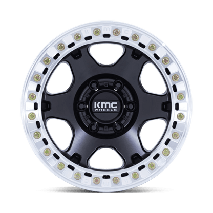 KMC KM238 VI BEADLOCK Satin Black W/ Machined Ring 17x9 -38 Custom 72.6mm
