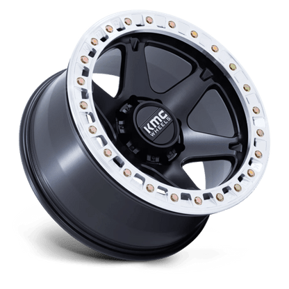 KMC KM238 VI BEADLOCK Satin Black W/ Machined Ring 20x10 -48 6x135mm 87.1mm