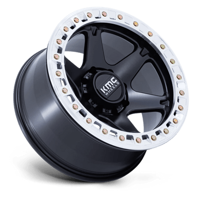 KMC KM238 VI BEADLOCK Satin Black W/ Machined Ring 20x10 -48 Custom 72.6mm