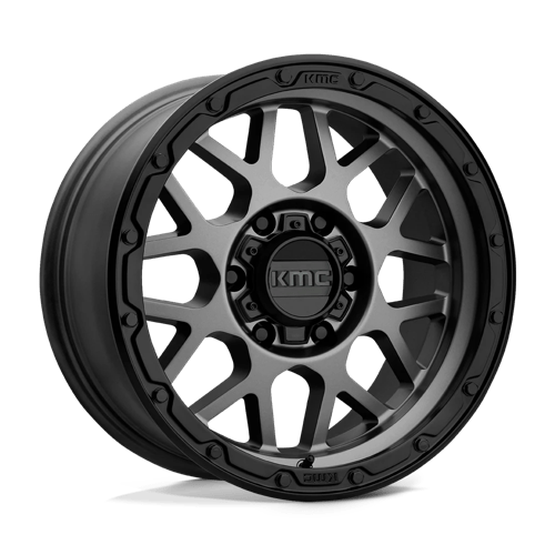 KMC KM535 GRENADE OFF-ROAD Matte Gray W/ Matte Black Lip 17x9 -12 6x139.7mm 106.1mm