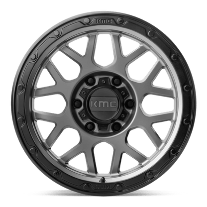 KMC KM535 GRENADE OFF-ROAD Matte Gray W/ Matte Black Lip 17x9 -12 6x139.7mm 106.1mm