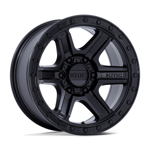 KMC KM551 OUTRUN Matte Black W/ Gloss Black Lip 17x8.5 +18 6x139.7mm 106.1mm