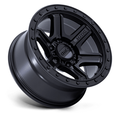 KMC KM551 OUTRUN Matte Black W/ Gloss Black Lip 17x8.5 +18 6x139.7mm 106.1mm