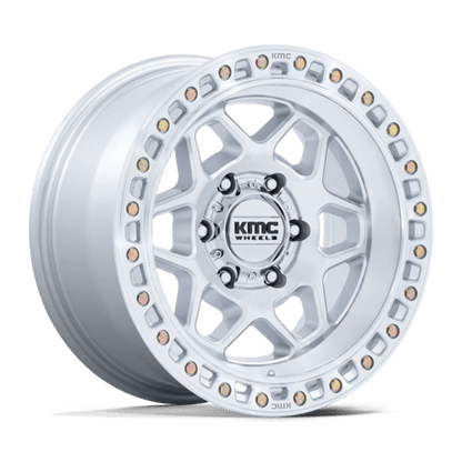 KMC KM553 TORX Gloss Silver W/ Machined Face 17x8.5 0 6x120mm 66.9mm