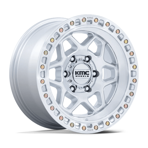 KMC KM553 TORX Gloss Silver W/ Machined Face 17x8.5 +25 6x139.7mm 106.1mm