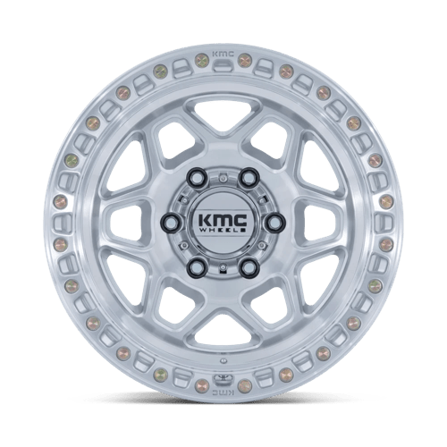 KMC KM553 TORX Gloss Silver W/ Machined Face 17x9 -12 6x139.7mm 106.1mm