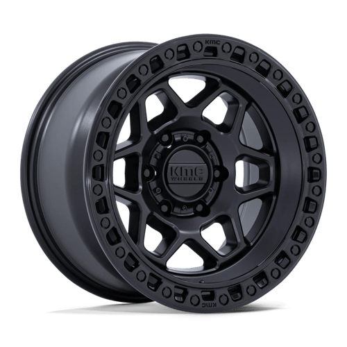 KMC KM553 TORX Matte Black W/ Gloss Black Lip 17x8.5 0 6x120mm 66.9mm