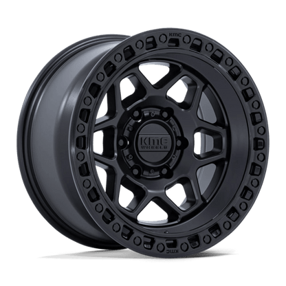 KMC KM553 TORX Matte Black W/ Gloss Black Lip 17x9 -12 5x127mm 71.5mm