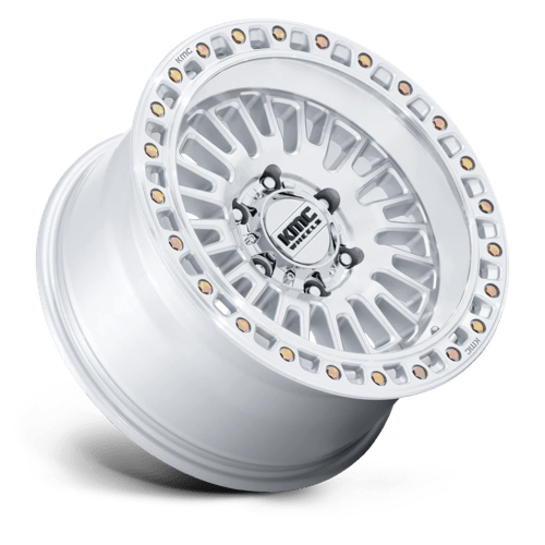 KMC KM554 AZTEC Gloss Silver W/ Machined Face 17x8.5 +25 6x120mm 66.9mm