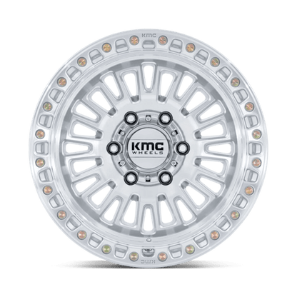KMC KM554 AZTEC Gloss Silver W/ Machined Face 17x8.5 0 6x114.3mm 66.1mm