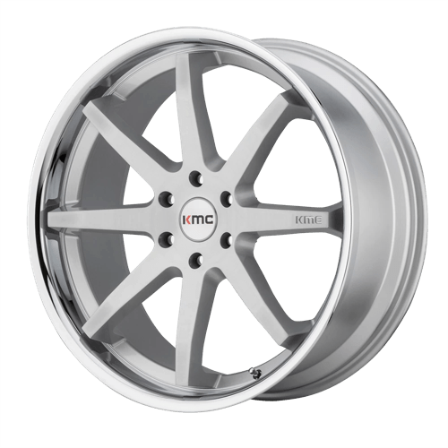 KMC KM715 REVERB Brushed Silver W/ Chrome Lip 22x9.5 +30 5x120mm 74.1mm