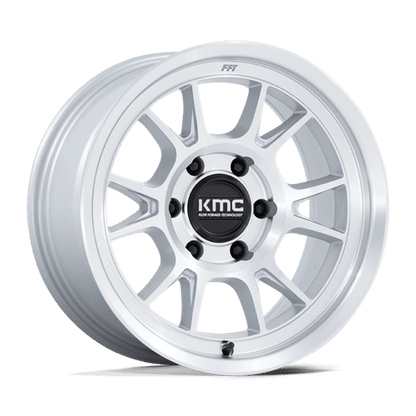 KMC KM729 RANGE Gloss Silver W/ Machined Face 17x8.5 -10 5x127mm 71.5mm