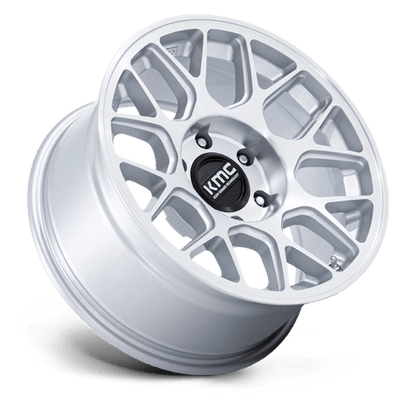 KMC KM730 HATCHET Gloss Silver W/ Machined Face 17x8.5 -10 5x127mm 71.5mm