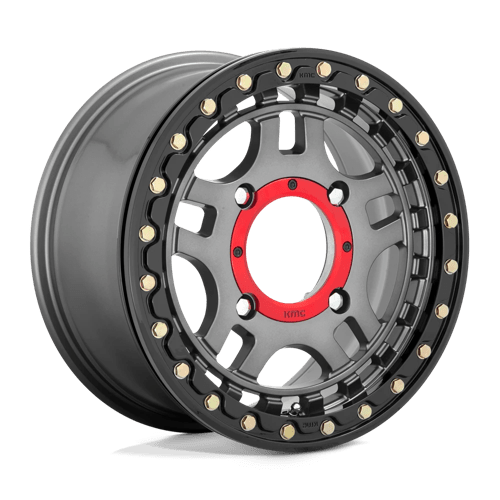 KMC KS240 RECON UTV BEADLOCK Gun Metal W/ Gloss Black Ring 15x7 +38 4x156mm 132mm
