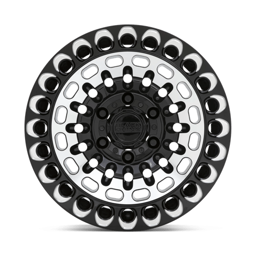 Black Rhino LABYRINTH Gloss Black W Mach Face & Mill 17x9.5 -18 5x127mm 71.5mm