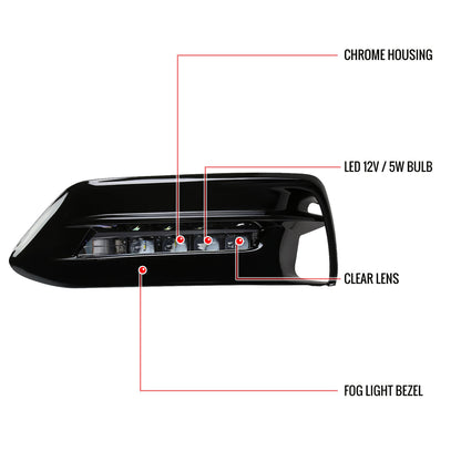 2018-2020 Honda Accord LED Fog Lights Kit w/ Switch & Wiring Harness (Chrome Housing/Clear Lens)