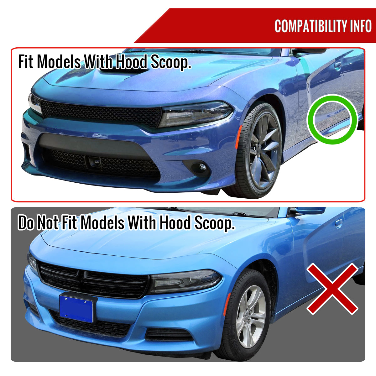 2015-2020 Dodge Charger H11 Projector Fog Lights Kit (Chrome Housing/Clear Lens)